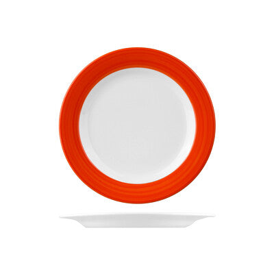 Australian Fine China Hot Chilli Red Round Plate - Wide Rim