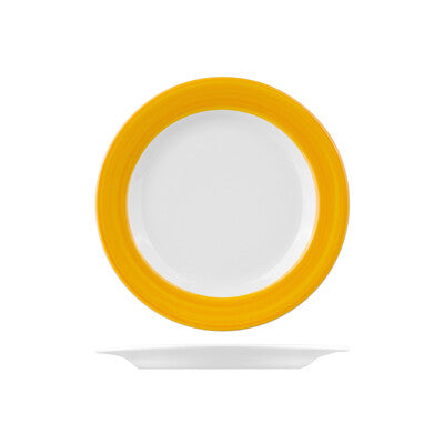 Australian Fine China Sandgroper Yellow Round Plate - Wide Rim